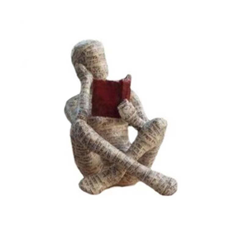 Pulp Woman Reading Resin Statue Bookshelf Abstract Sculptures Figurines Decor-xinru