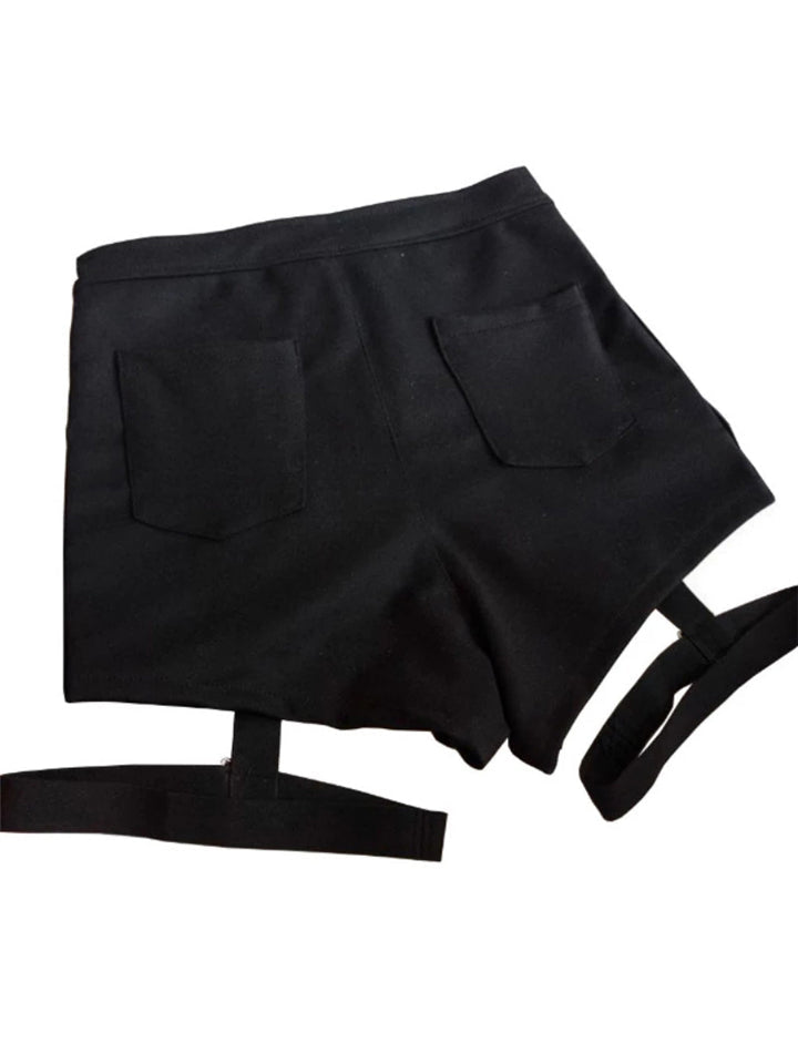 Women Punk Sexy High Waist Shorts With Decorated Metal Leopard-xinru