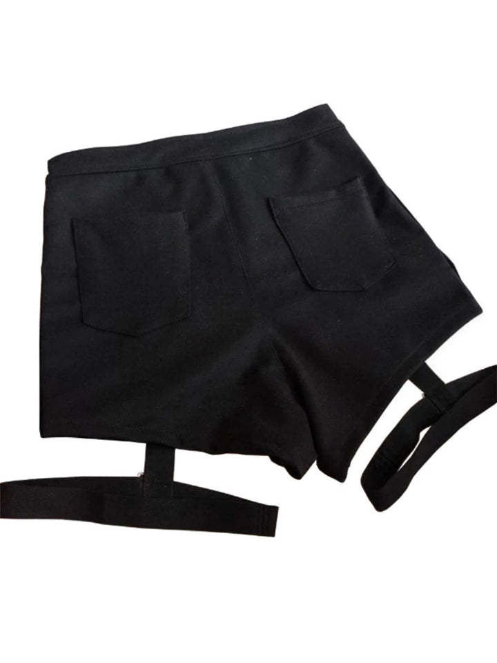 Women Punk Sexy High Waist Shorts With Decorated Metal Leopard-xinru