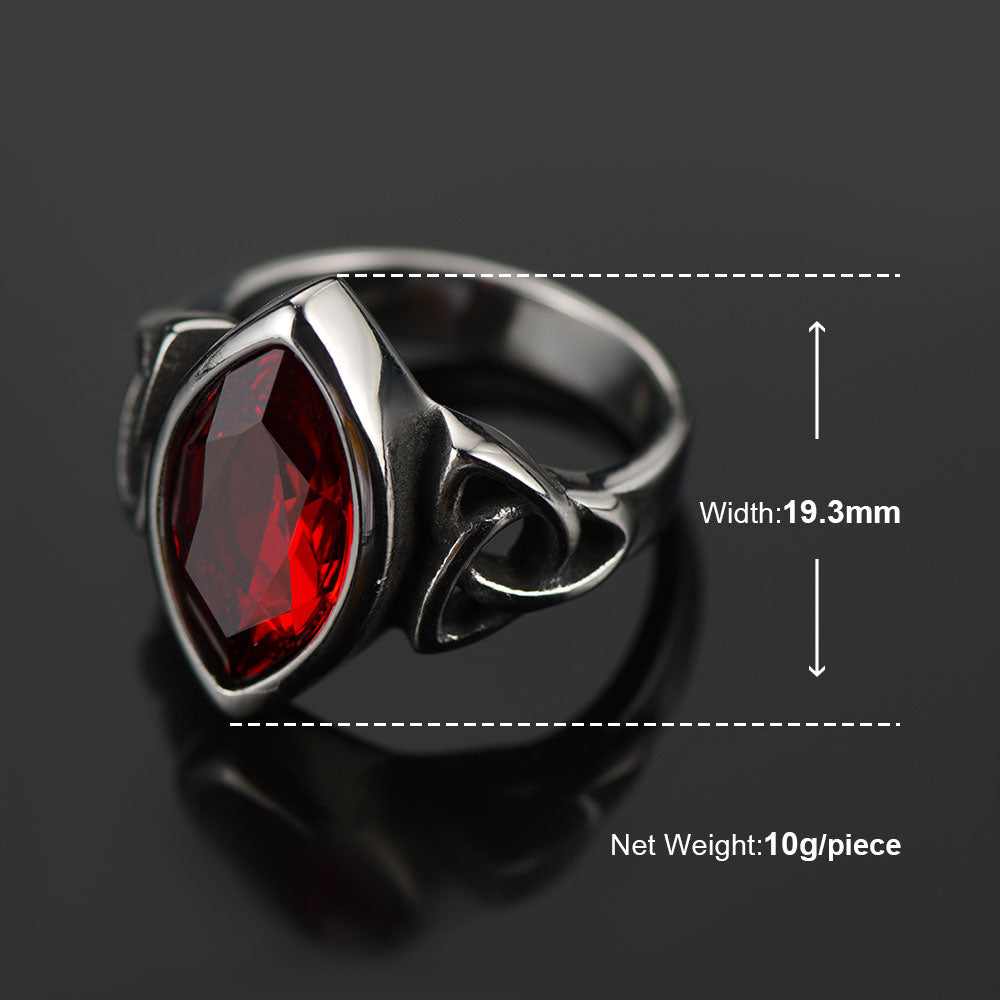 Stainless Steel Celtic Knot Ruby Crystal Ring For Men-xinru
