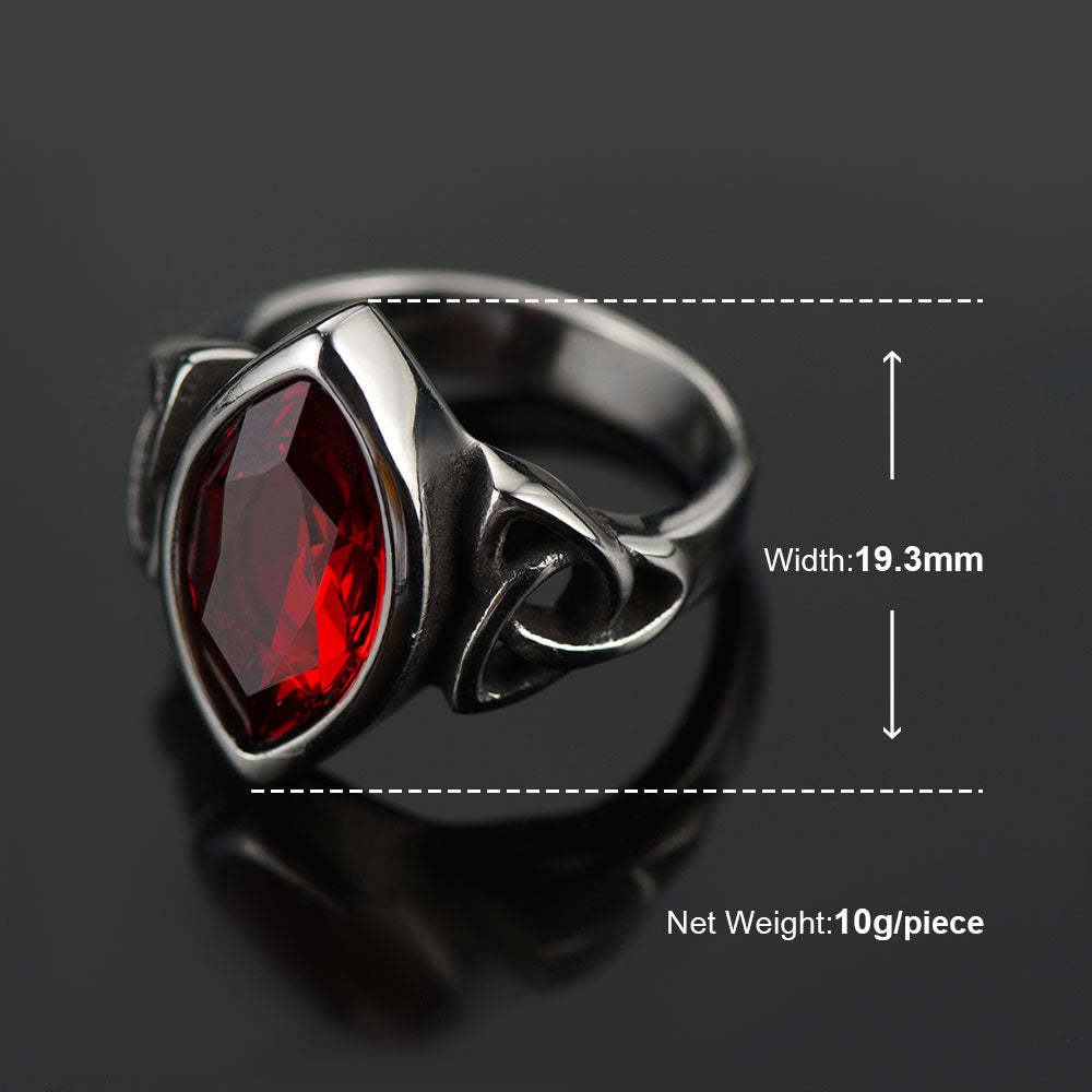 Stainless Steel Celtic Knot Ruby Crystal Ring For Men-xinru