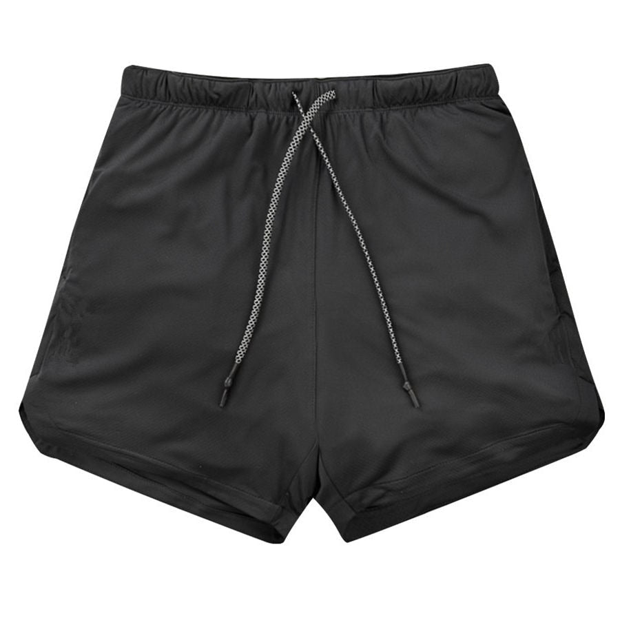 Men Drawstring Waist Sports Shorts With Phone Pocket-xinru