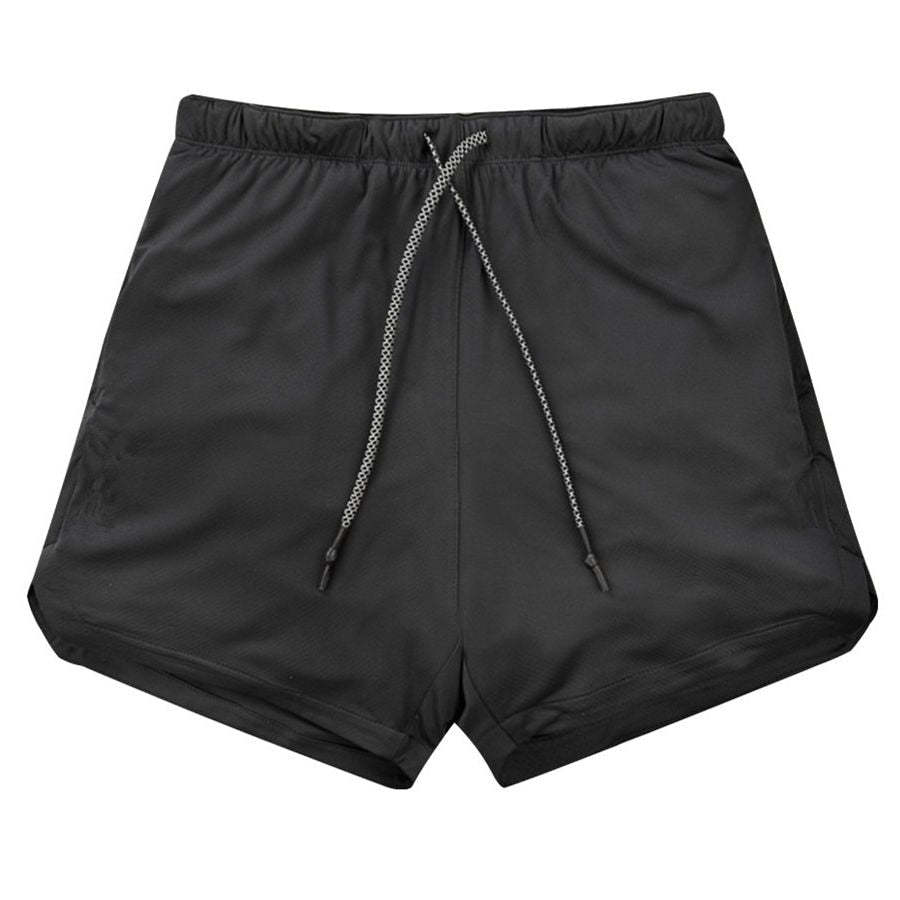 Men Drawstring Waist Sports Shorts With Phone Pocket-xinru