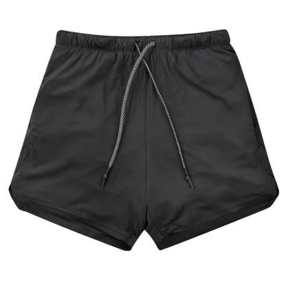 Men Drawstring Waist Sports Shorts With Phone Pocket-xinru