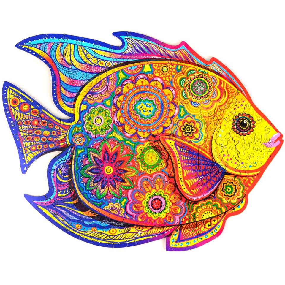 Shining Fish Wooden Jigsaw Puzzle With Box Gifts-xinru