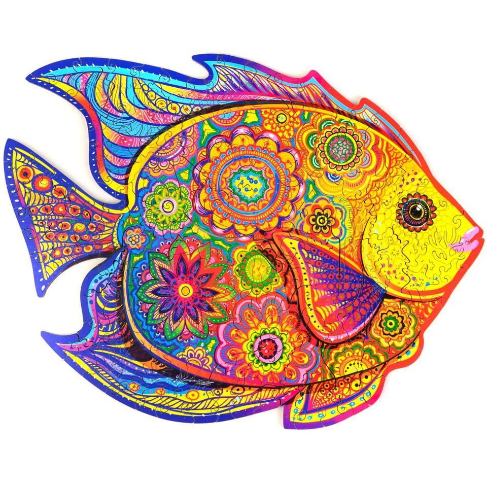 Shining Fish Wooden Jigsaw Puzzle With Box Gifts-xinru