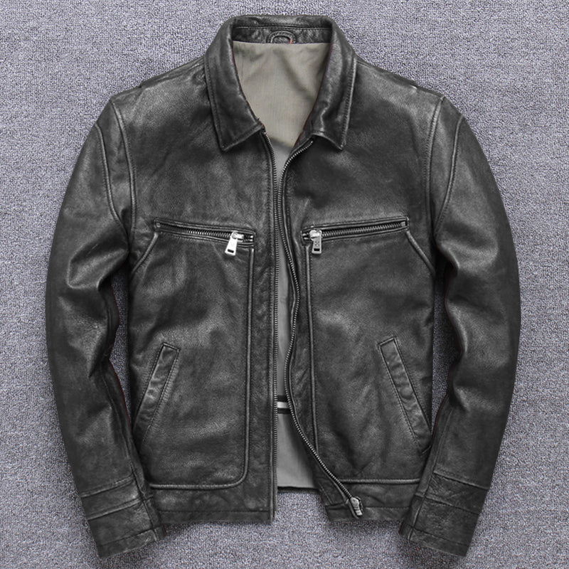 Casual Lapel Motorcycle Leather Jacket-xinru shop