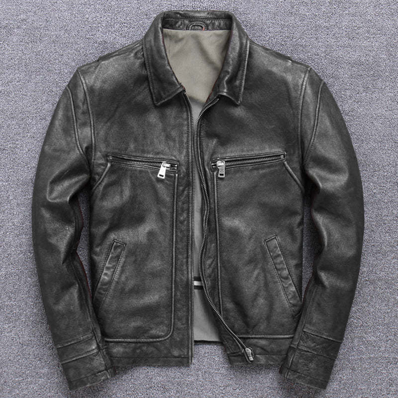 Casual Lapel Motorcycle Leather Jacket-xinru shop