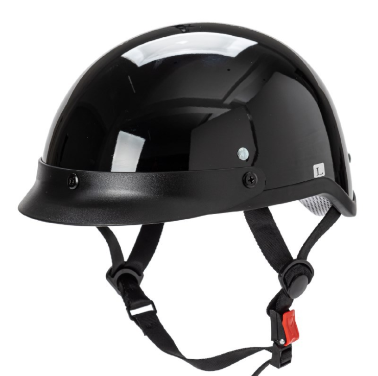 Shiny Motorcycle Half Helmet DOT Bright Black-xinru shop