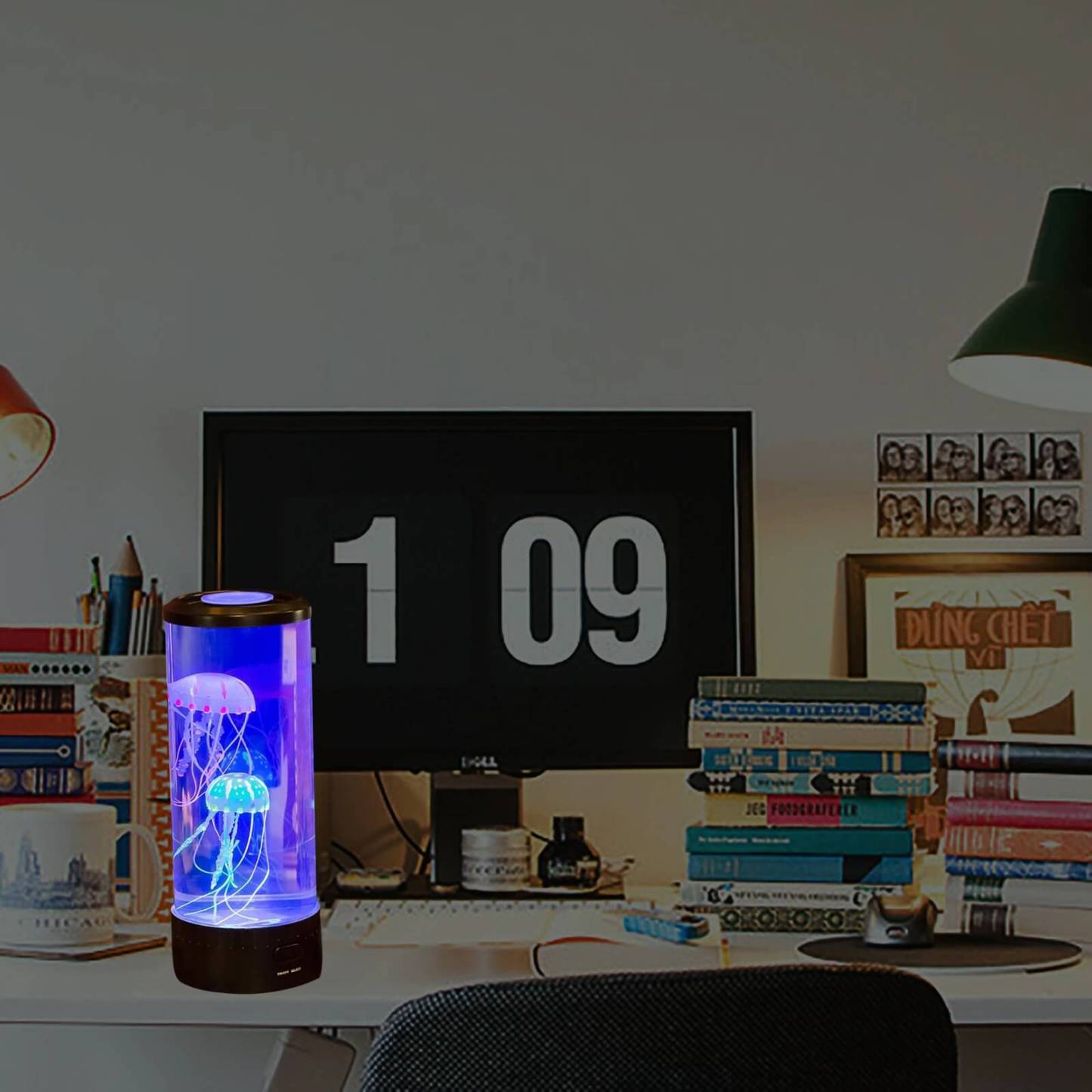 Mini Desktop Aquarium Tower Electric Color LED Jellyfish Light-xinru