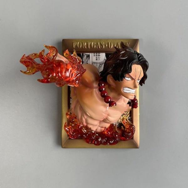 One Piece Anime Action Figure Ace Photo Frame Creative PVC Statue Gift-xinru