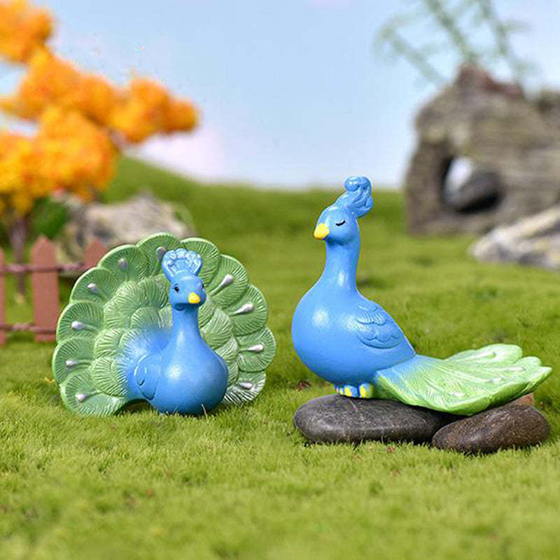 Mini Animals Craft Garden Micro Landscape Decor DIY Peacock Ornament Figurine-xinru