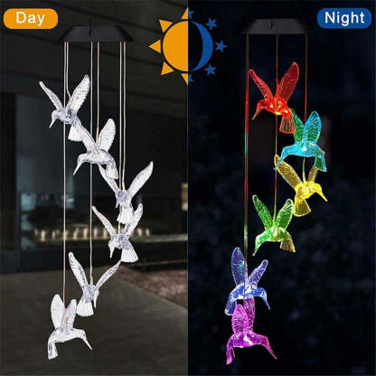 Solar Waterproof Color Changing Wind Chime Hummingbird Light-xinru