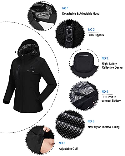 Heated Coat with Detachable Hood Windproof-xinru shop