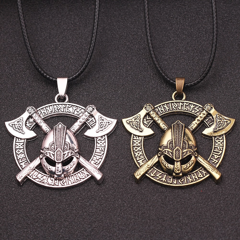 Viking Men Odin Raven Slavic Amulet Sword Axe Helmet Pendant Necklaces-xinru