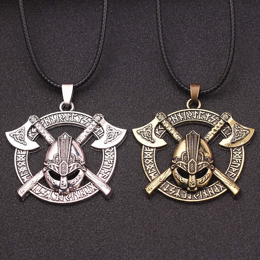 Viking Men Odin Raven Slavic Amulet Sword Axe Helmet Pendant Necklaces-xinru