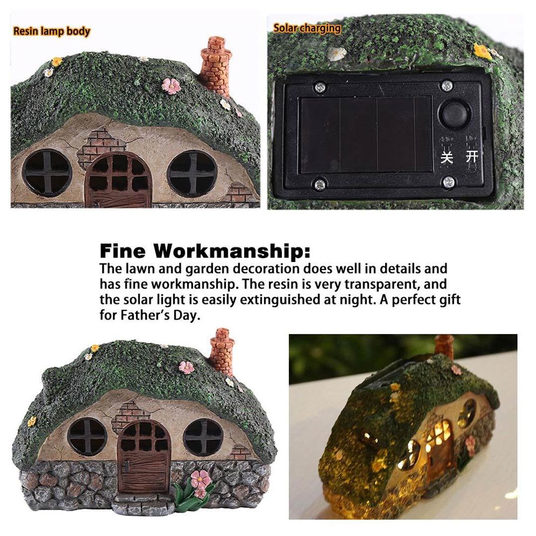 Fairy House Statue Solar Power Light Lawn Yard Outdoor Garden Lamp Decor-xinru