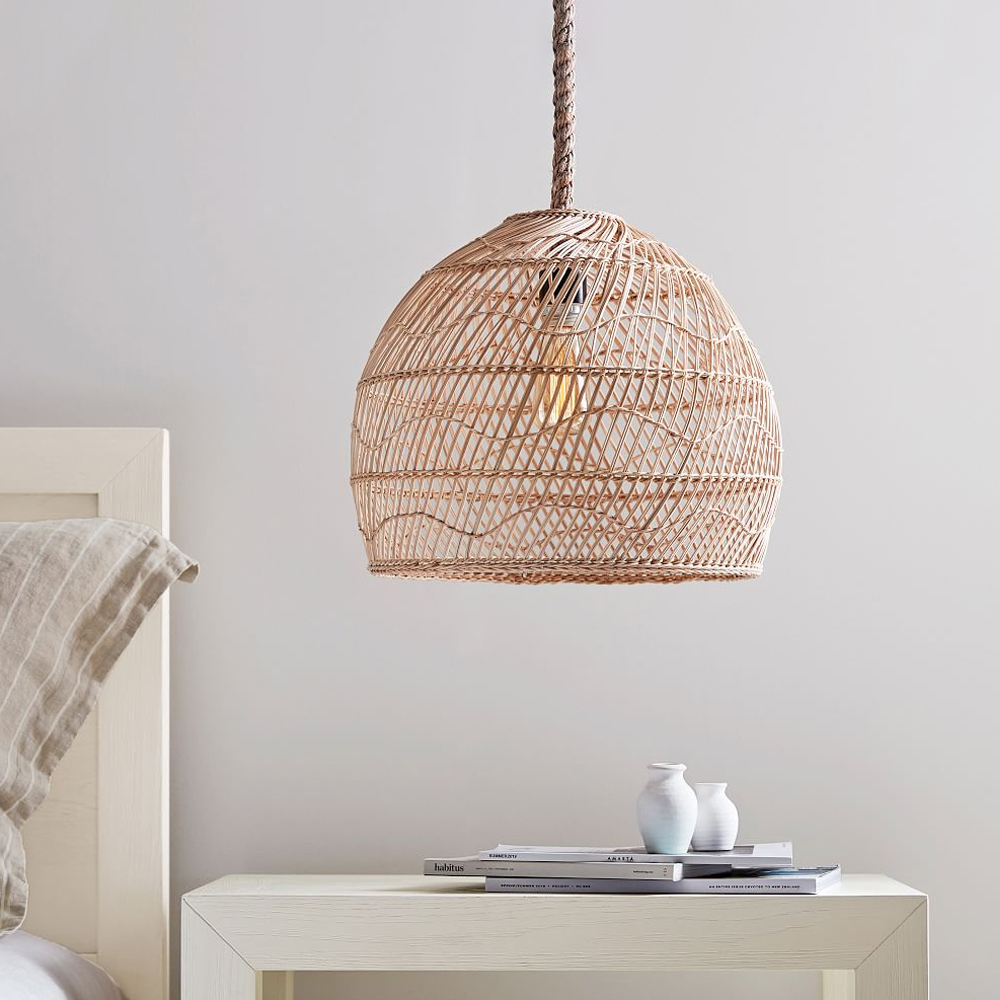 Nordic Rattan Hanging Light Shades Living Room hemp rope Pendant Lamp