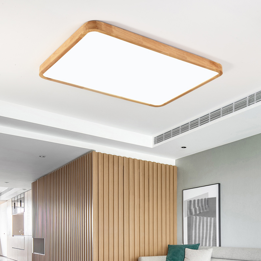 Nordic Living Room Rectangular LED Japanese Wood Ceiling Lighting Fixtures