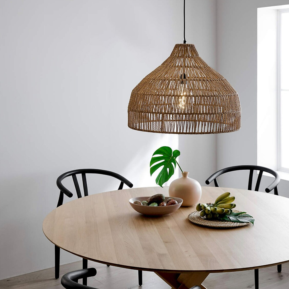 Farmhouse Rattan Pendant Lighting Fixture For Bedroom