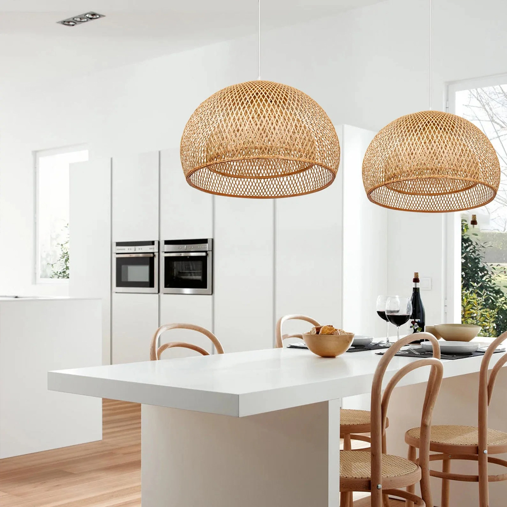 Creative Simple Modern Pastoral Living Room Pendant Lamp Bamboo Weaving