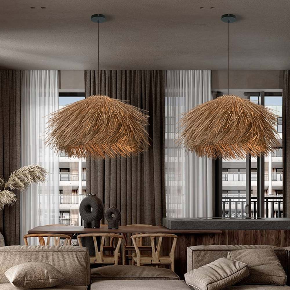 Southeast Asia B&B Retro Rattan Chandelier Wabi-sabi Bedroom Pendant Light