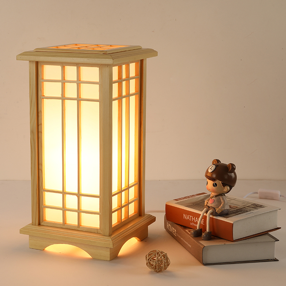Japanese Solid Wood Table Lamp 35 Inches Large Floor Lamp