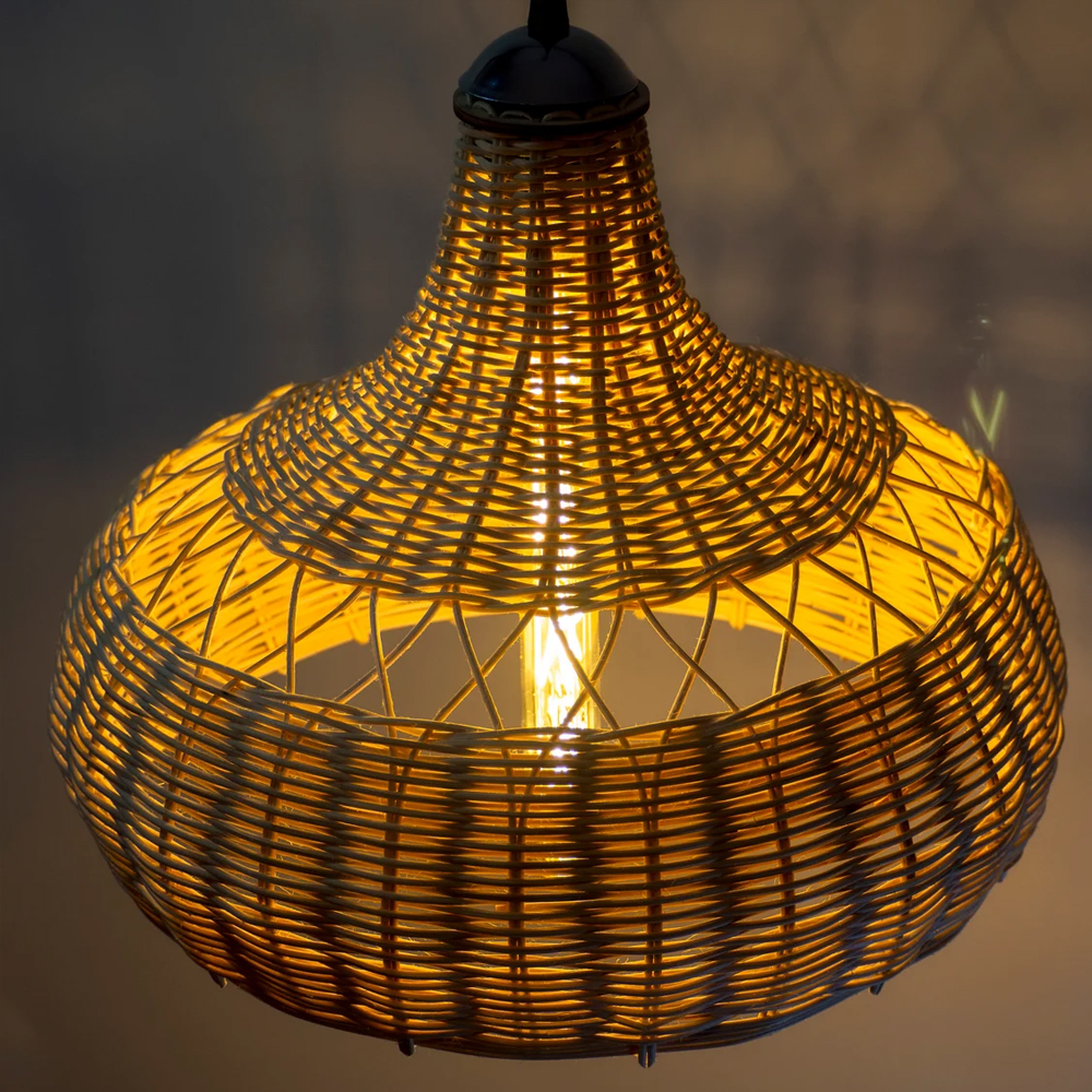 Retro Woven Rattan Wicker Lamp Shade Decorative Chandelier