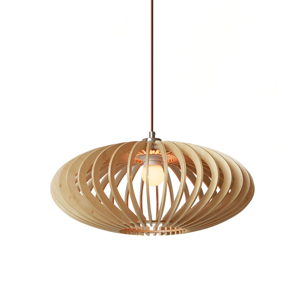 Nordic Hand-Woven Wood Chandelier Birdcage Lamp Japanese Creative Wood Pendant Lighting Fixture