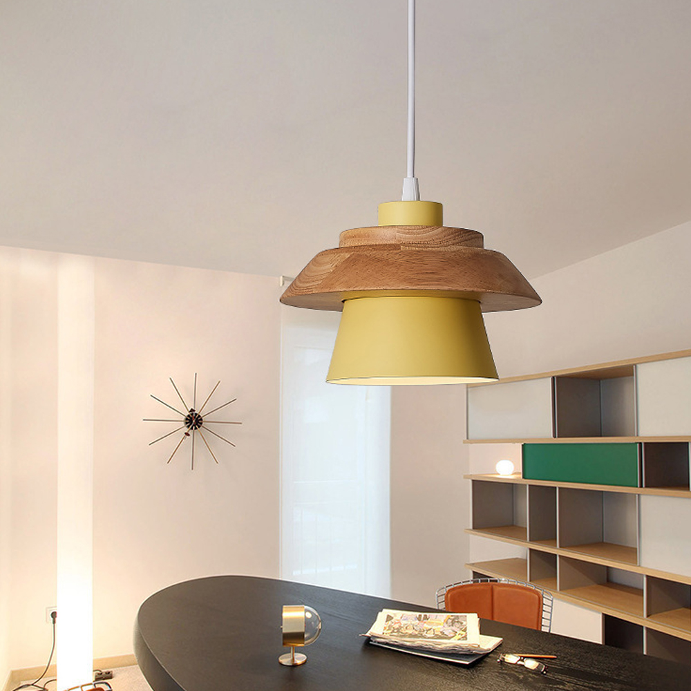 DIY Nordic Minimalism Wood Pendant Light Modern Mini Bedside Chandelier