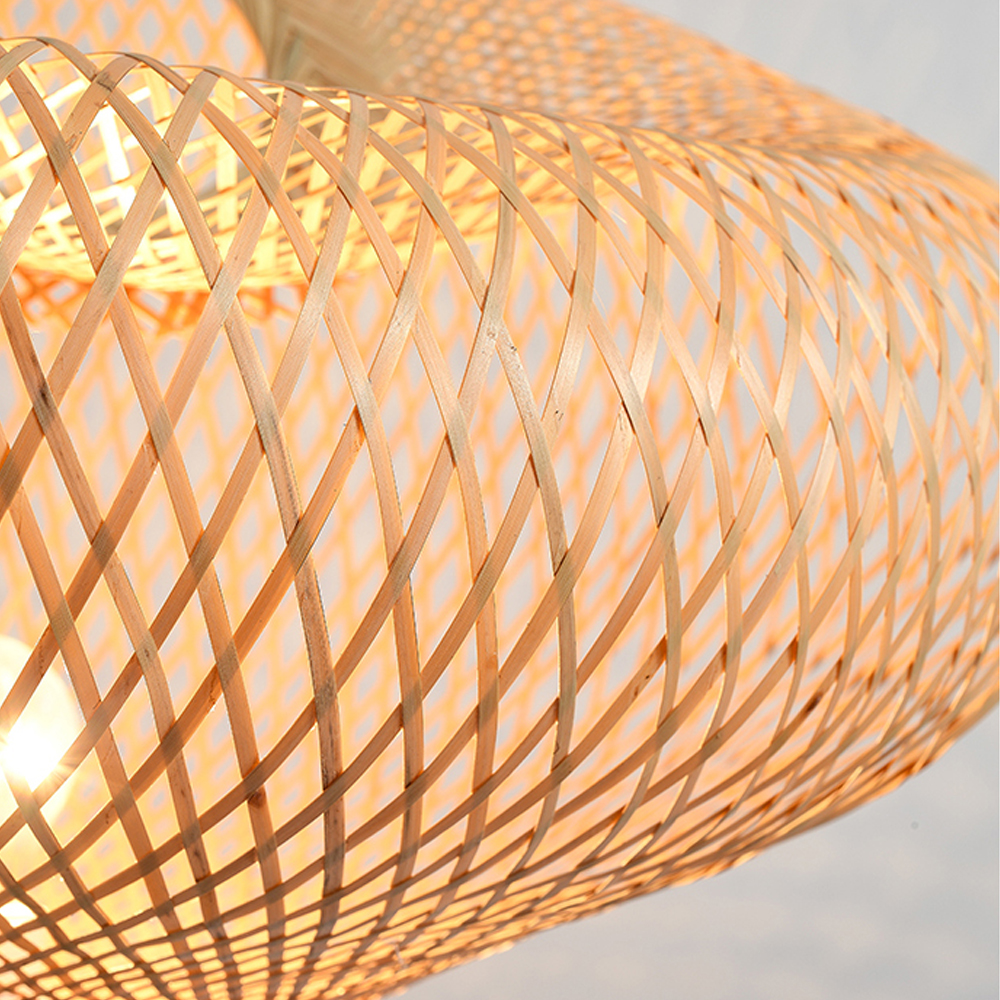 Bamboo Woven Design Floor Lamp Warm Wood Lighting