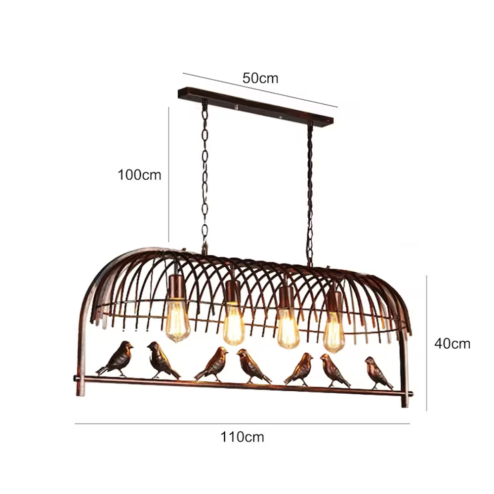 Nordic Unique Birdcage Birds Pendant Light Dining Room Metal Hanging Chandelier