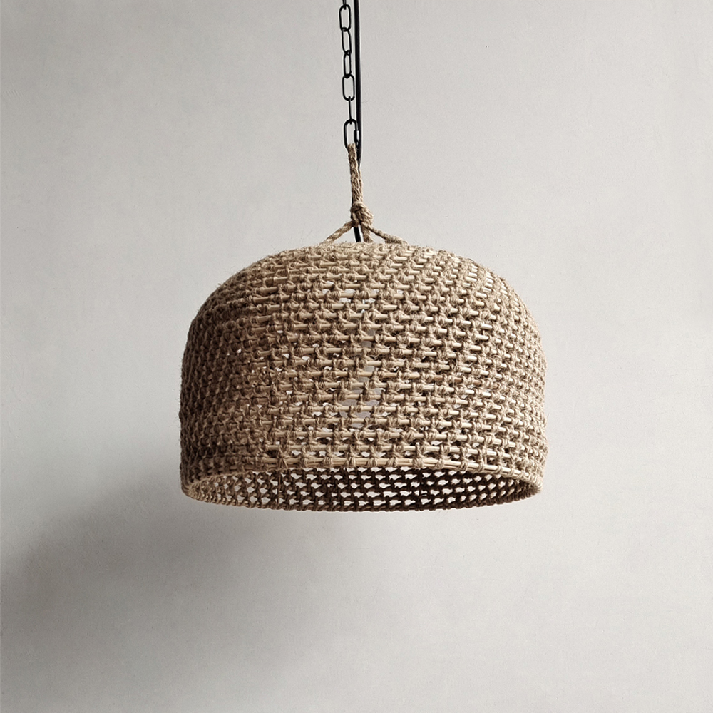 Japanese Rattan Weaving Kitchen Counter Pendant Light Hemp Rope Chandelier