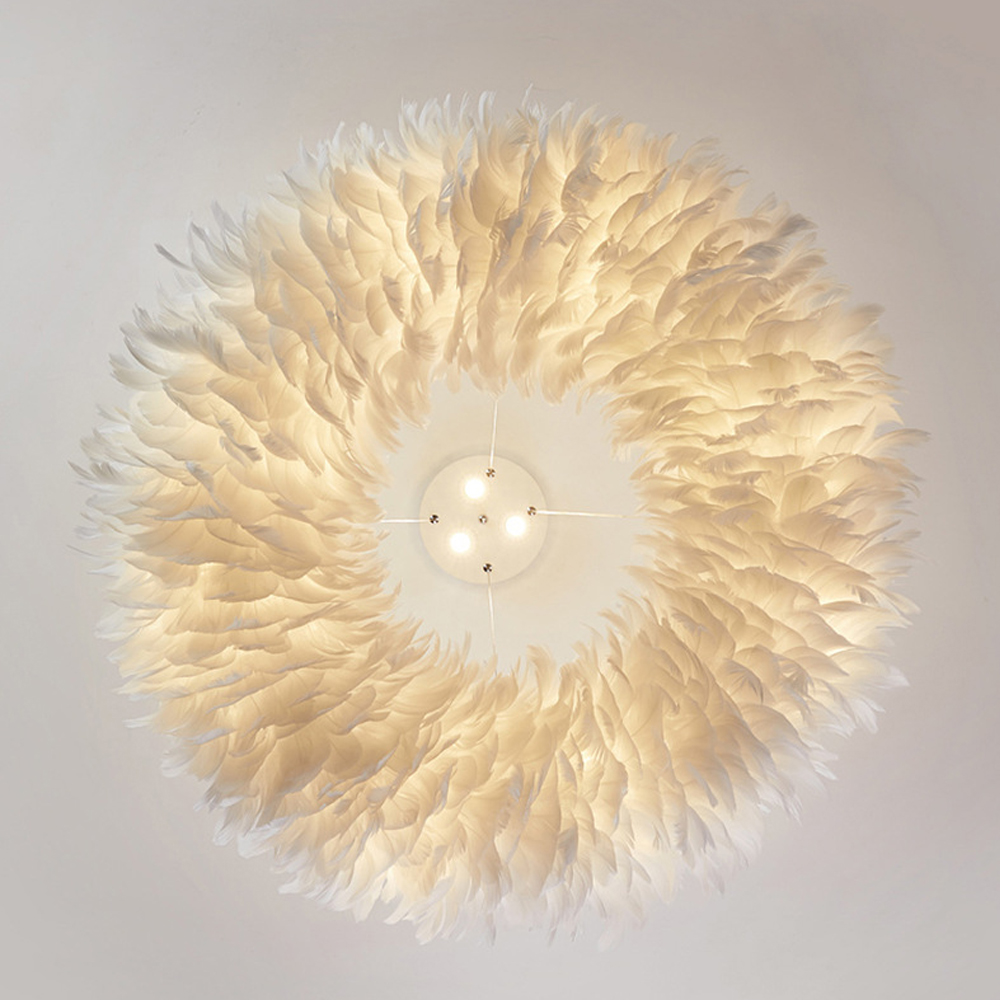 Home Decor Modern Feather Pendant Light Nordic Bedroom Chandelier
