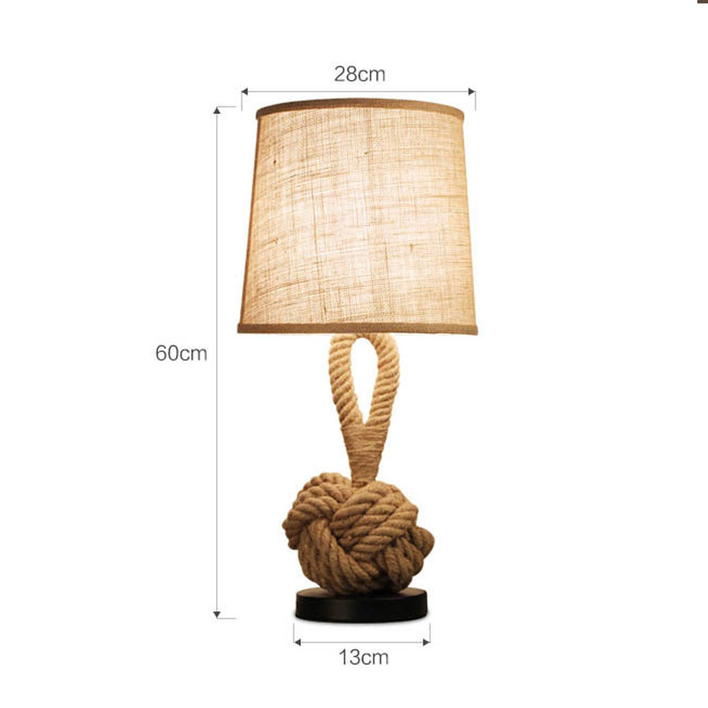 American Retro Hemp Rope Table Lamp Creative Bedroom Bedside Lamp