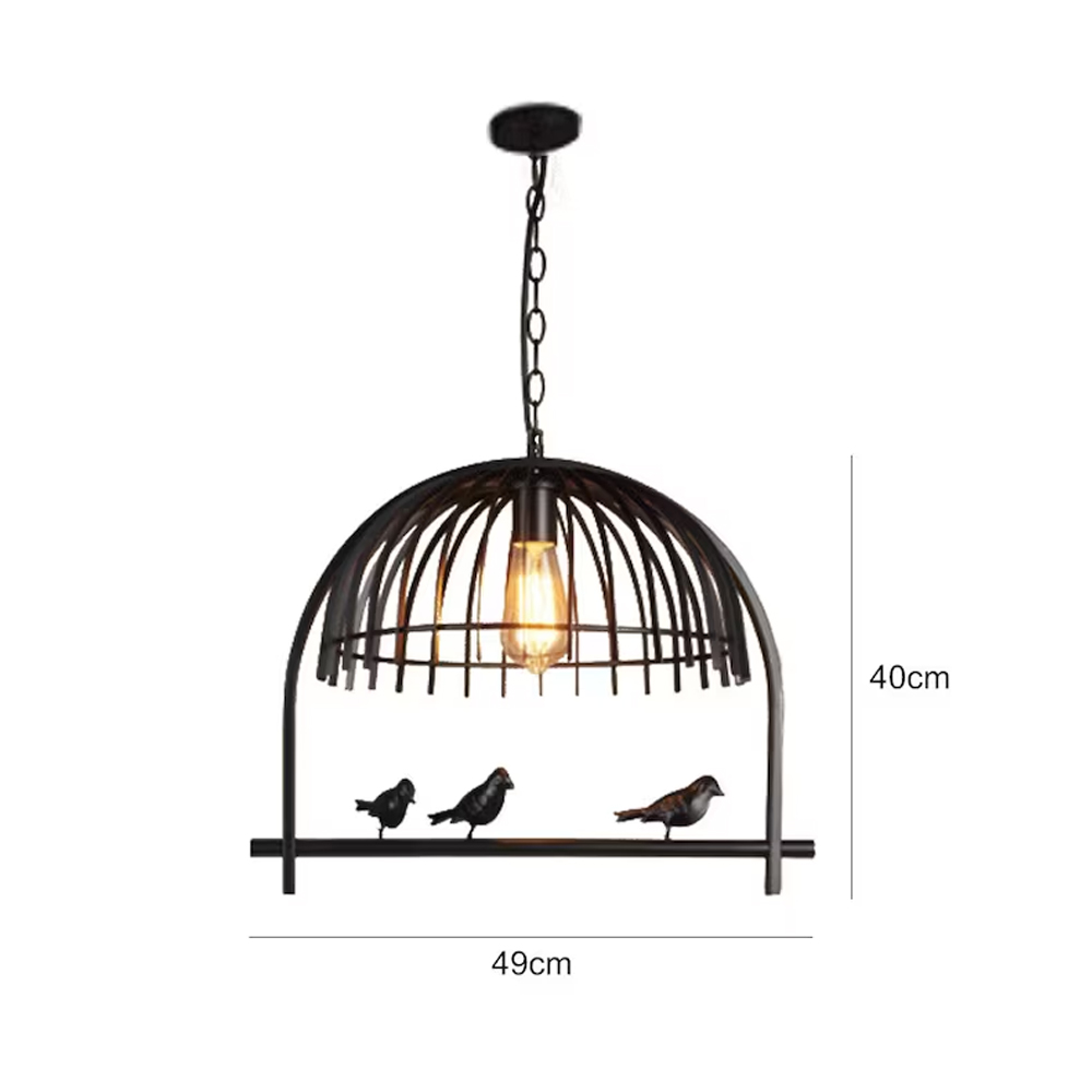 Nordic Unique Birdcage Birds Pendant Light Dining Room Metal Hanging Chandelier