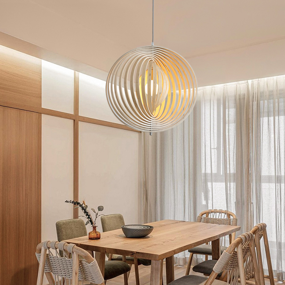 Danish Designer Rotating Wood Chandelier Nordic Dining Room Balcony Pendant Lamp