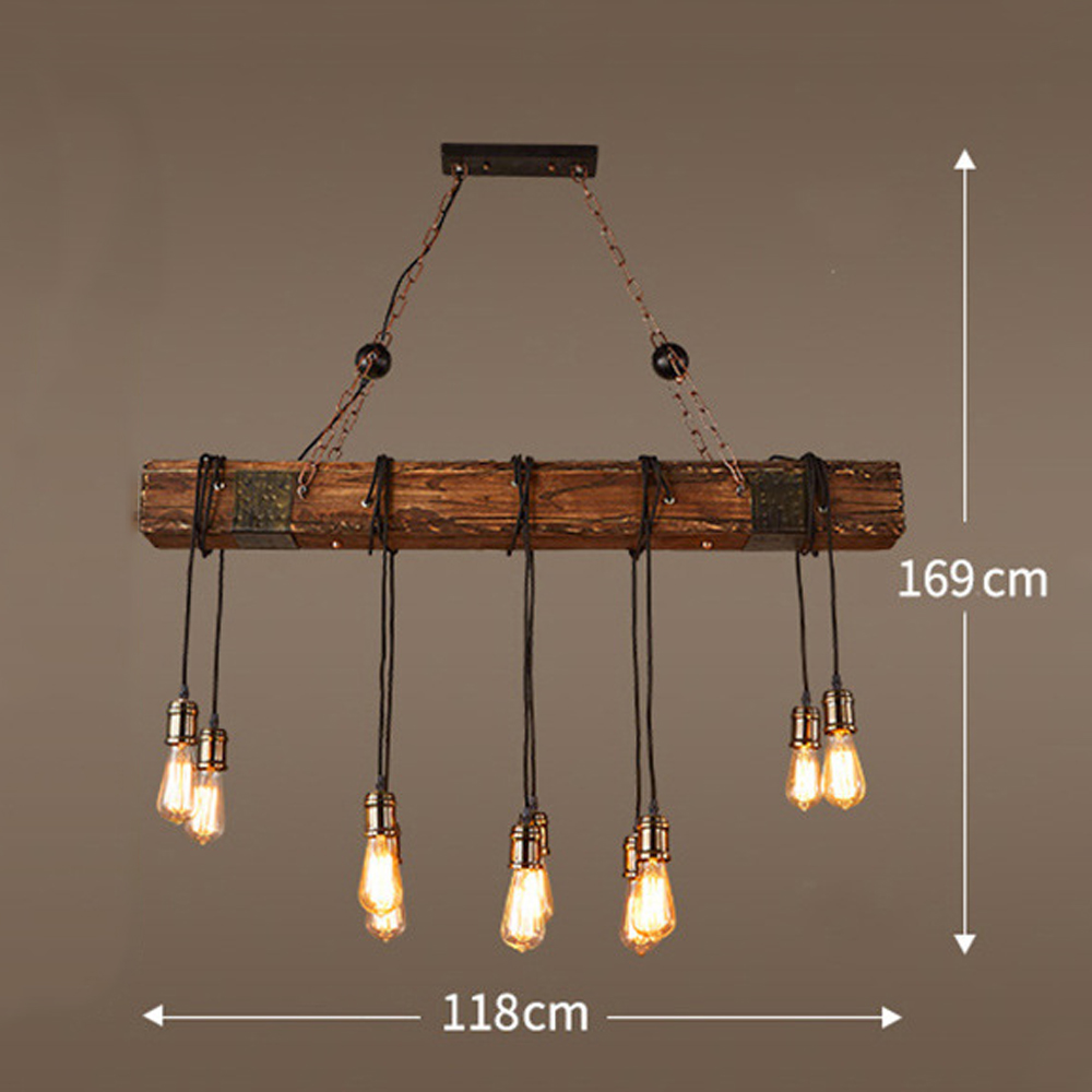 American Retro Industrial Wood Pendant Light Restaurant's Chandelier