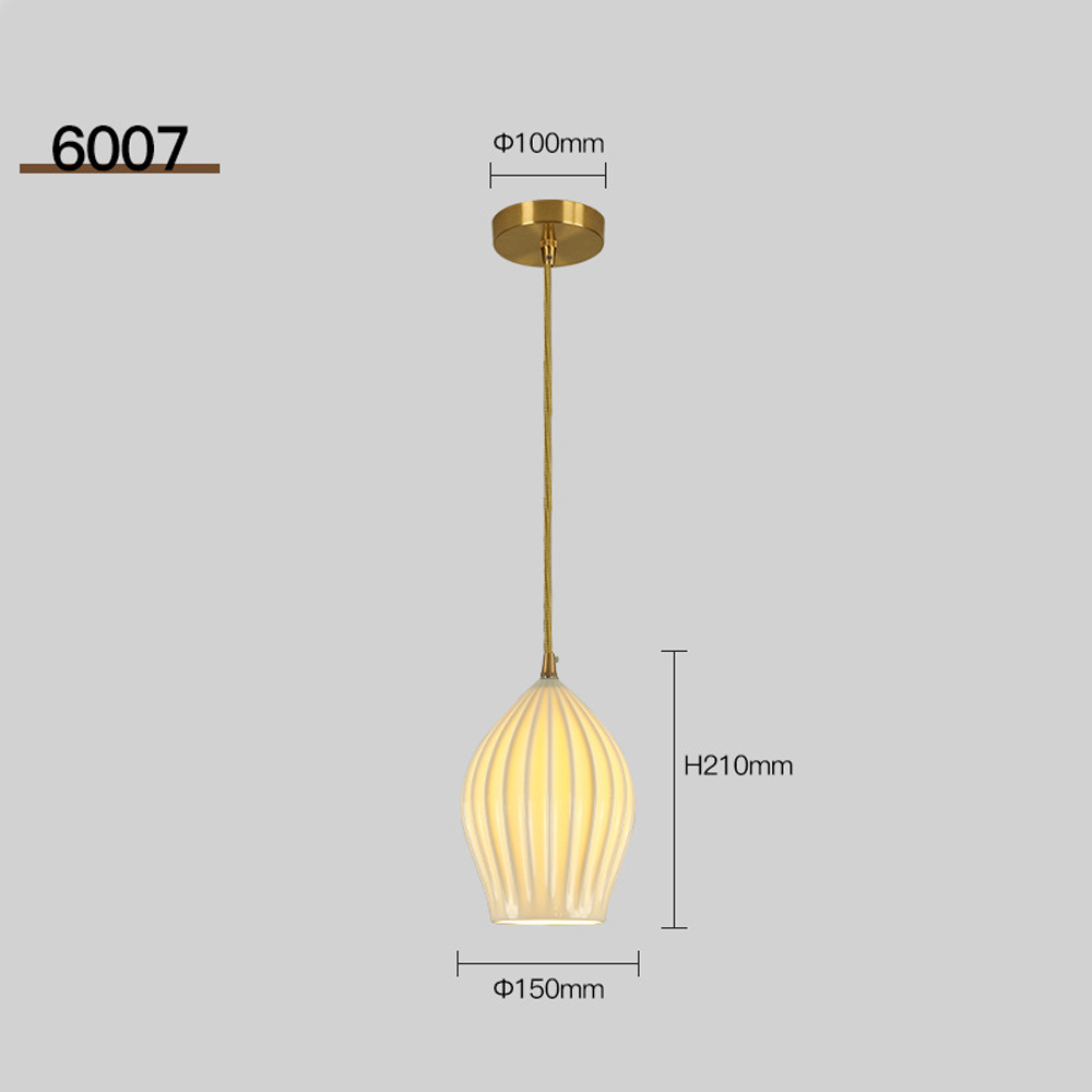 Nordic Luxury Mini Ceramic Pendant Light Japanese Brass Small Chandelier