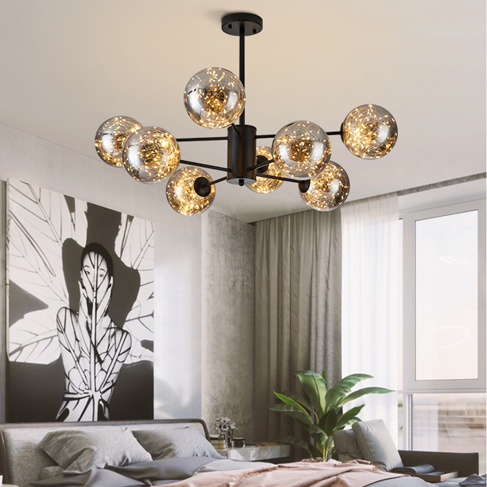 Modern Ceiling Chandelier Glass Ball Pendant Lamp For Living Room