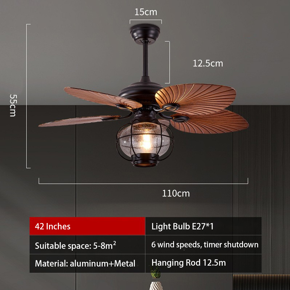 Outdoor Gazebo Ceiling Fan Lamp Retro Balcony Garden Fan Chandelier