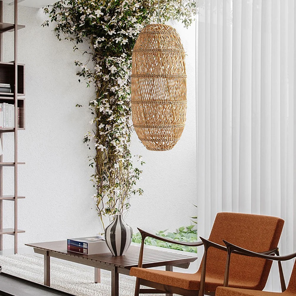 Dining Room Rattan Chandelier B&B Pastoral Bamboo Pendant Lamp