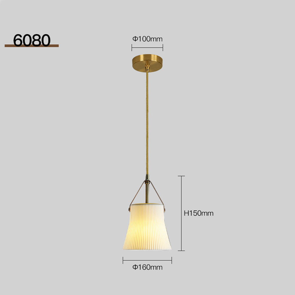 Nordic Luxury Mini Ceramic Pendant Light Japanese Brass Small Chandelier