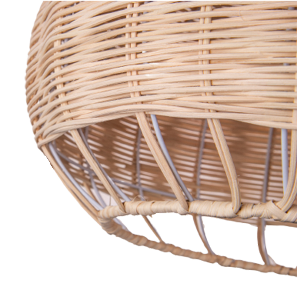 Scandinavian Hand Woven Ceiling Light Fixture  Plug In Rattan Pendant Lamp