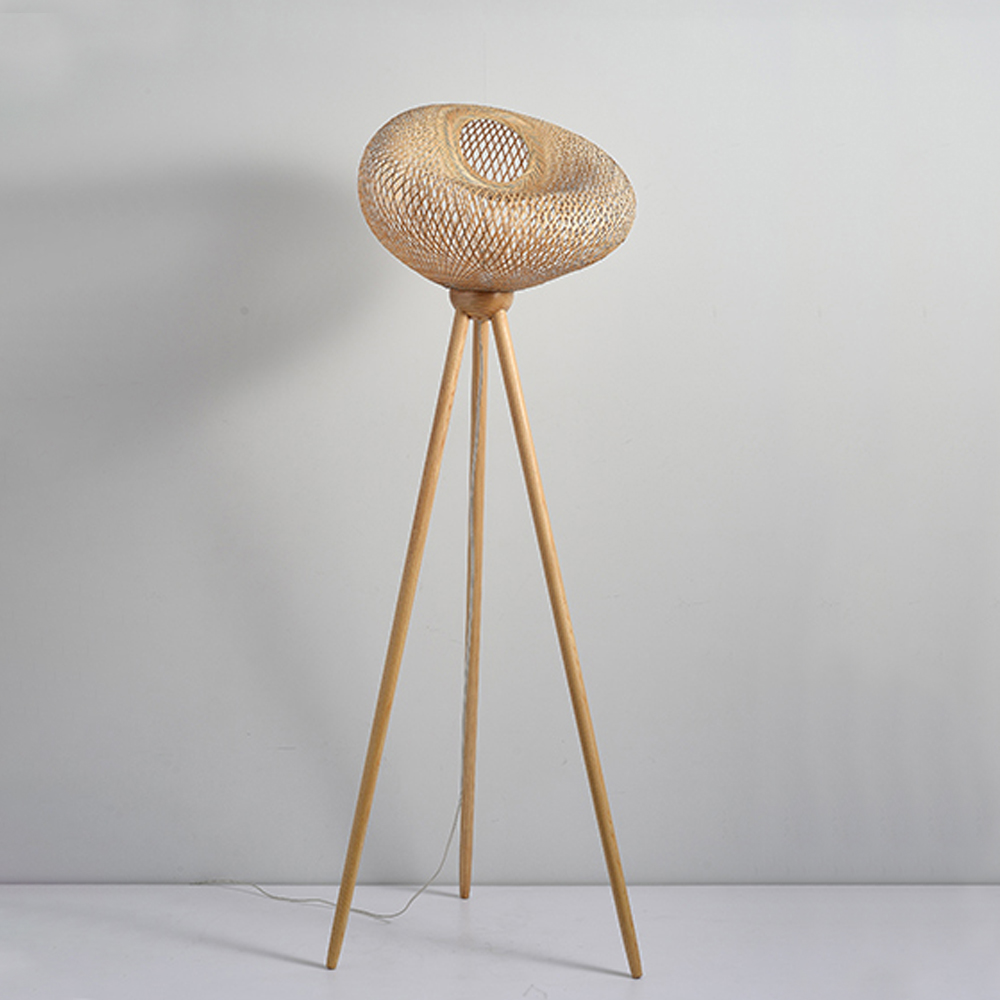 Bamboo Woven Design Floor Lamp Warm Wood Lighting