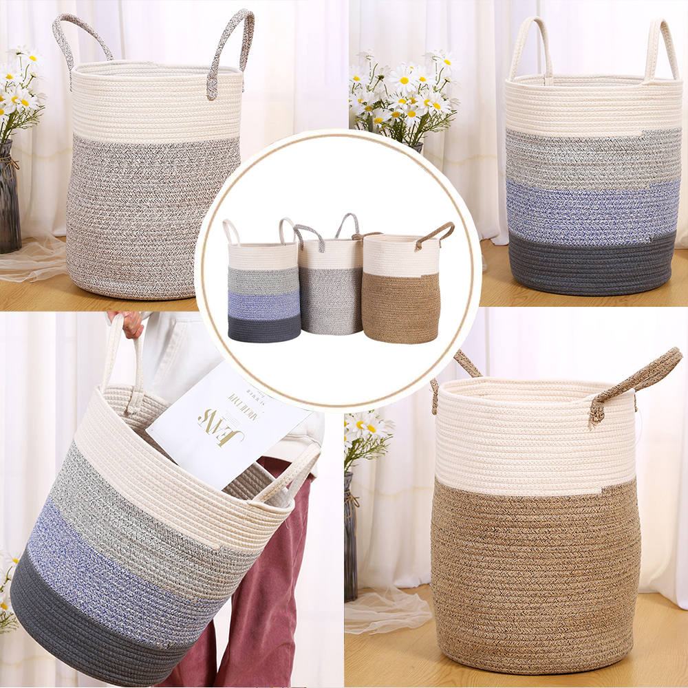 Cotton Rope Woven Laundry Basket Houseware Toy Storage Bag