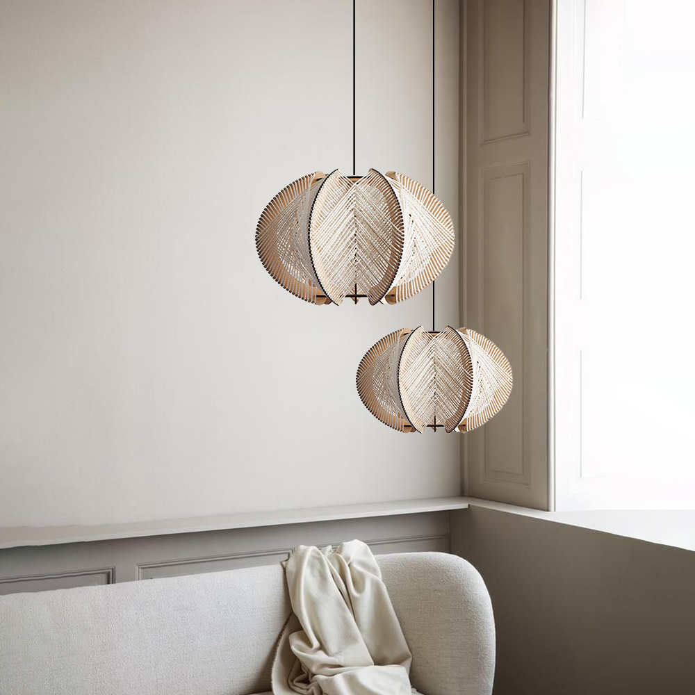 Japanese Retro Dining Table Wooden Chandelier Irregular Living Room Lamp