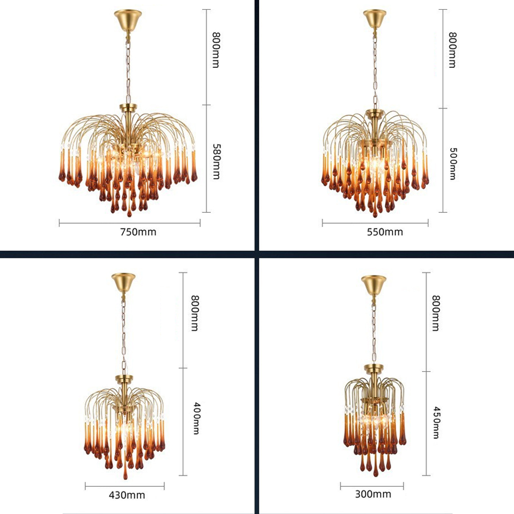 Classical Drop Glass Chandelier Italian Design Living Room Crystal Lighting