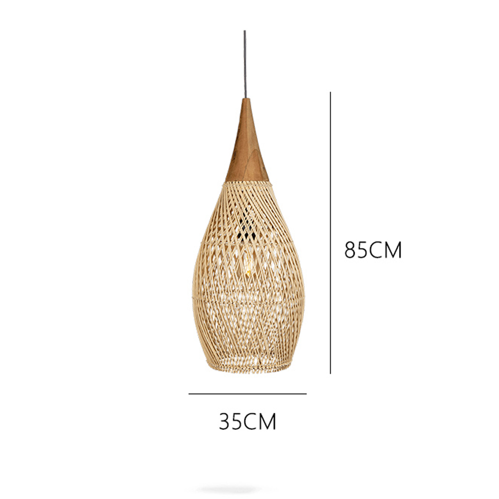 Rattan Pendant Light Wabi Sabi Style Retro Dining Room Chandelier