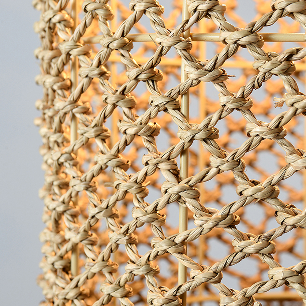 Hand-woven Hollow Rattan Pendant Light Vintage Small Chandelier For Dining Room